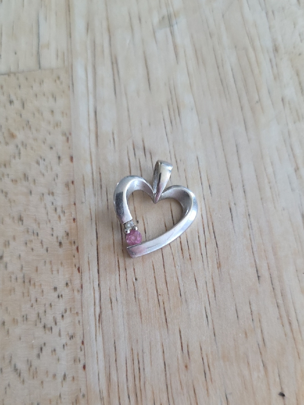 Kay Jewelers Silver Heart Pendant with Pink Stone Accent
